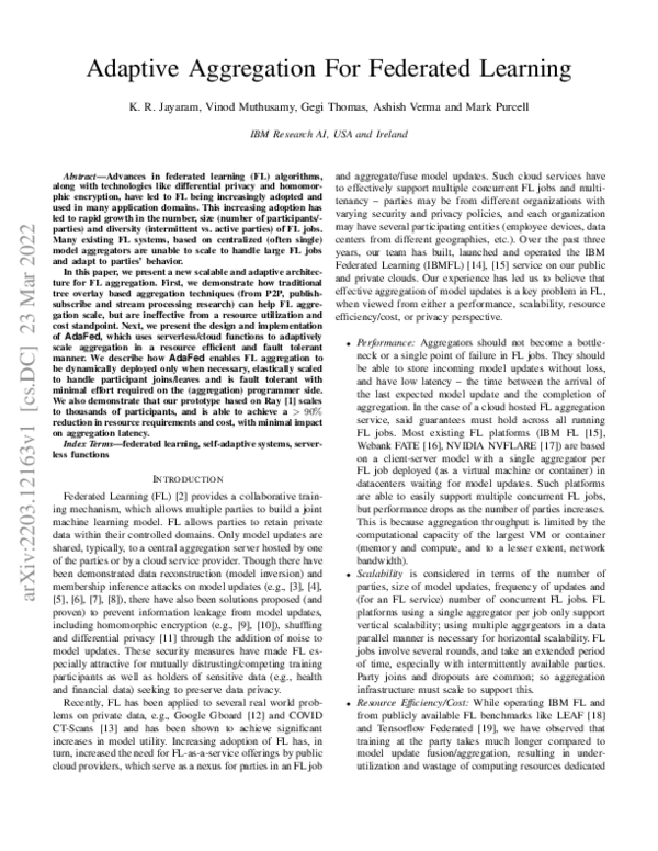 (PDF) Adaptive Aggregation For Federated Learning