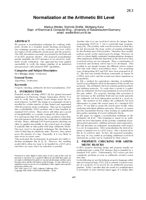(PDF) Normalization at the arithmetic bit level