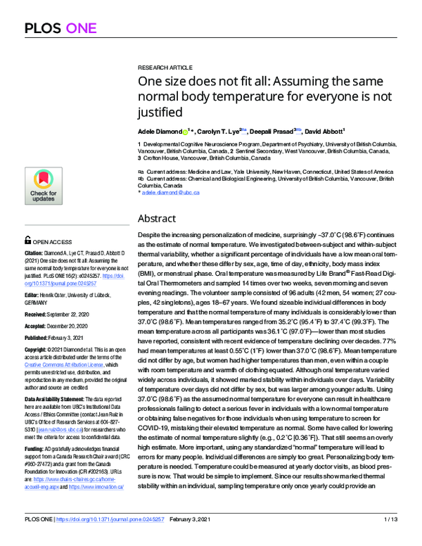 (PDF) One size does not fit all: Assuming the same normal body ...