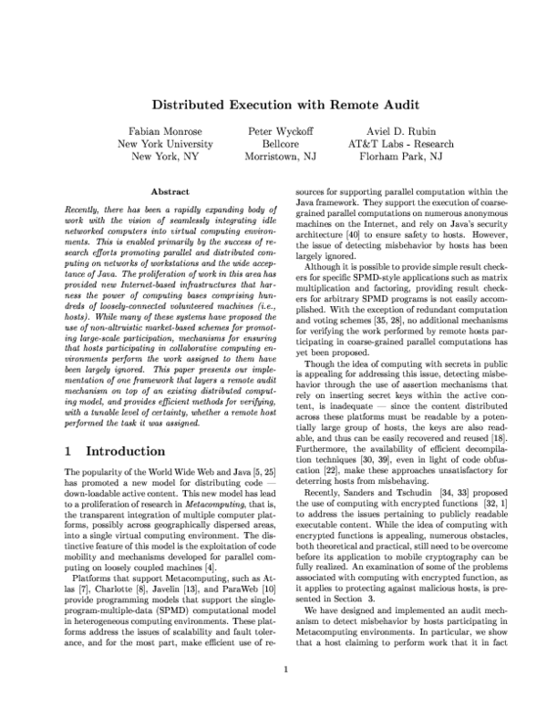 (PDF) Distributed execution with remote audit