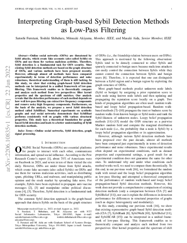 (PDF) Interpreting Graph-based Sybil Detection Methods as Low-Pass ...