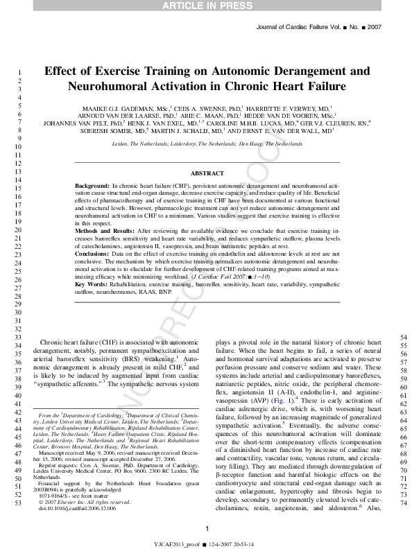 (PDF) Effect of Exercise Training on Autonomic Derangement and ...