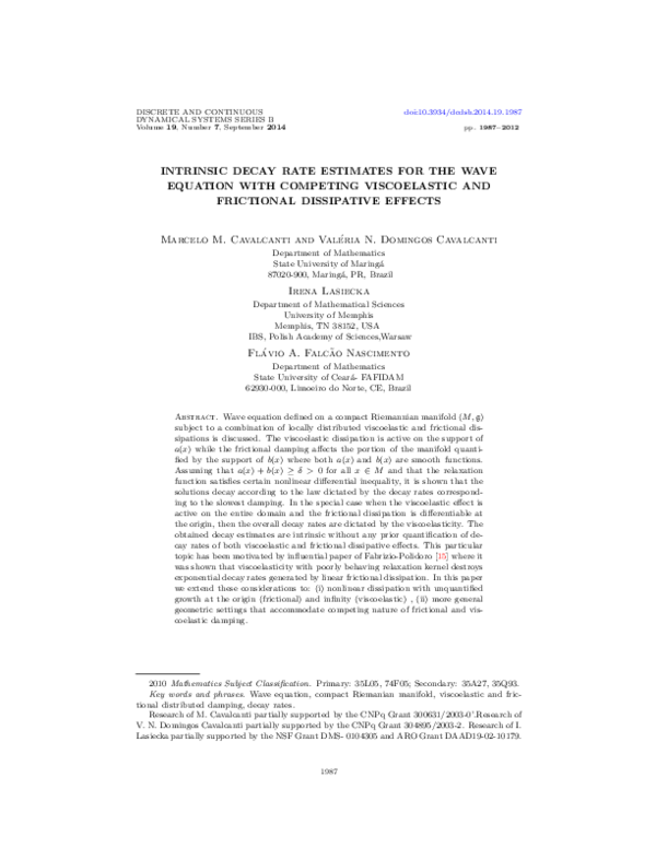 (PDF) Intrinsic decay rate estimates for the wave equation with ...