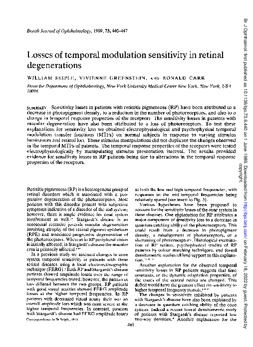 (PDF) Losses of temporal modulation sensitivity in retinal degenerations