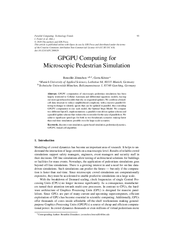 (PDF) GPGPU Computing for Microscopic Pedestrian Simulation