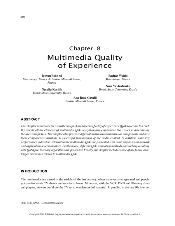 (PDF) Multimedia Quality of Experience