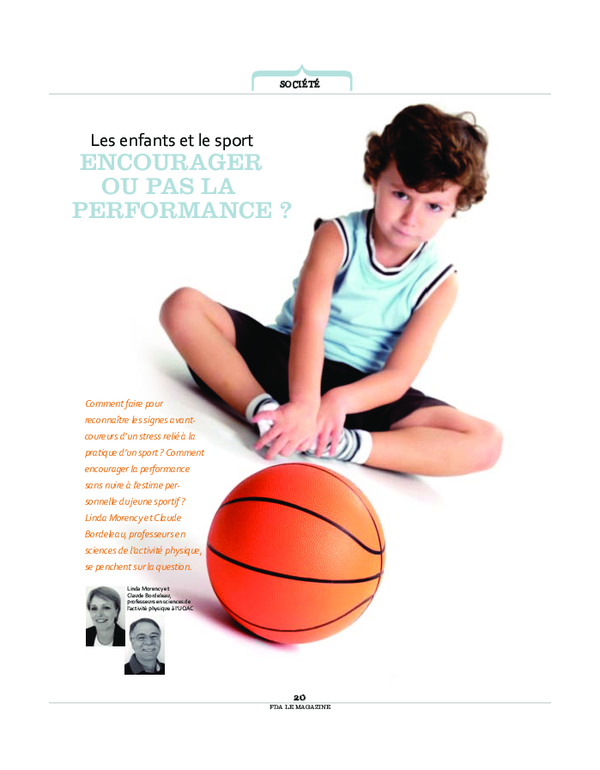 (PDF) Les enfants et le sport : encourager ou pas la performance