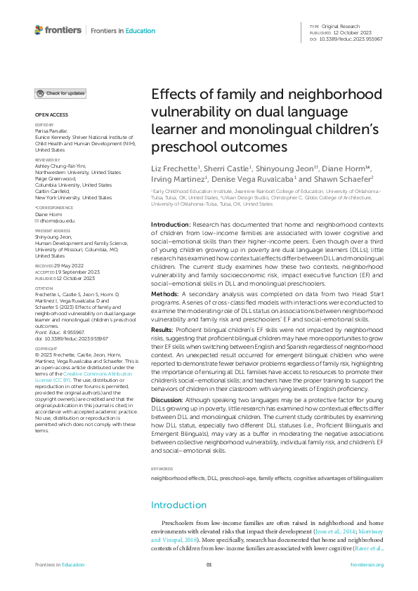 (PDF) Effects of family and neighborhood vulnerability on dual language ...