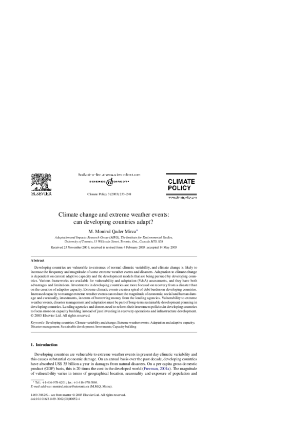 (PDF) Climate change and extreme weather events: can developing ...