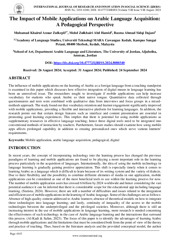 (PDF) The Impact of Mobile Applications on Arabic Language Acquisition ...