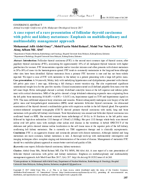 (PDF) A case report of a rare presentation of follicular thyroid ...