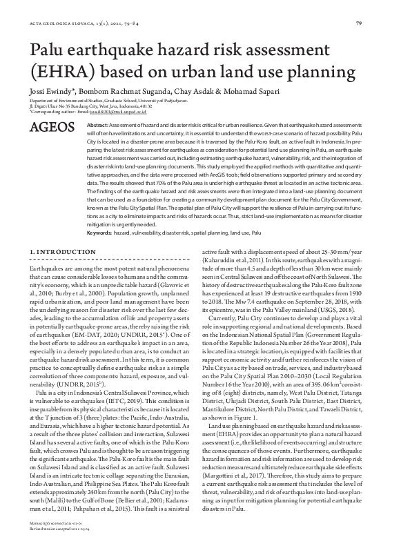 (PDF) Palu earthquake hazard risk assessment (EHRA) based on urban land ...