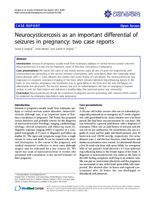 (PDF) Neurocysticercosis as an important differential of seizures in ...