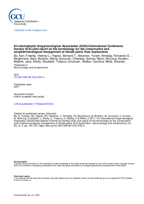 (PDF) An International Urogynecological Association (IUGA ...