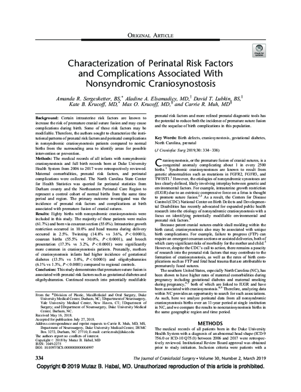 (PDF) Characterization of Perinatal Risk Factors and Complications ...