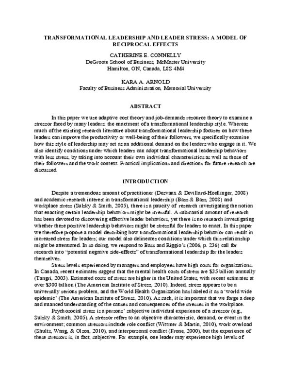 (PDF) Transformational Leadership and Citizenship Behavior: The Role of ...