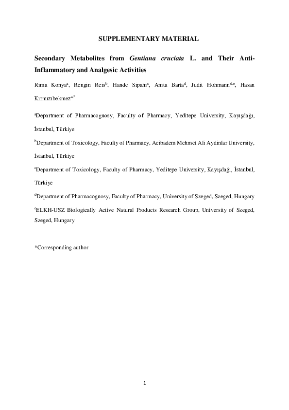 (PDF) Secondary metabolites from Gentiana cruciata L. and their anti ...