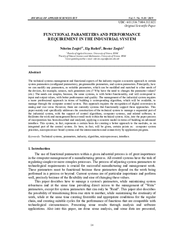 (PDF) Functional Parameters and Performance Requirement in the ...