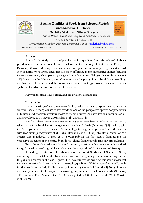 (PDF) Sowing Qualities of Seeds from Selected Robinia pseudoacacia L ...