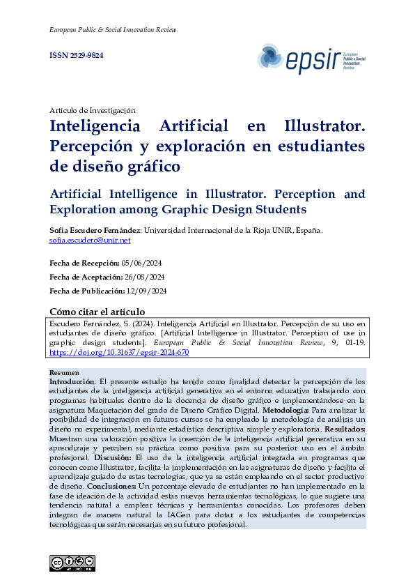 (PDF) Inteligencia Artificial en Illustrator. Percepción y exploración ...