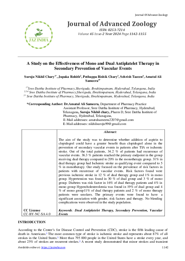 (PDF) A Study on the Effectiveness of Mono and Dual Antiplatelet ...