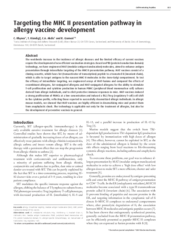(PDF) Targeting the MHC II presentation pathway in allergy vaccine ...