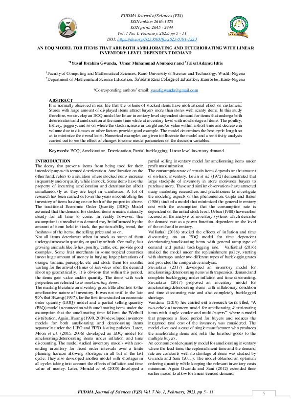 (PDF) An Eoq Model for Items That Are Both Ameliorating and ...