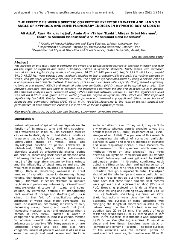 (PDF) THE EFFECT OF 8 WEEKS SPECIFIC CORRECTIVE EXERCISE IN WATER AND ...