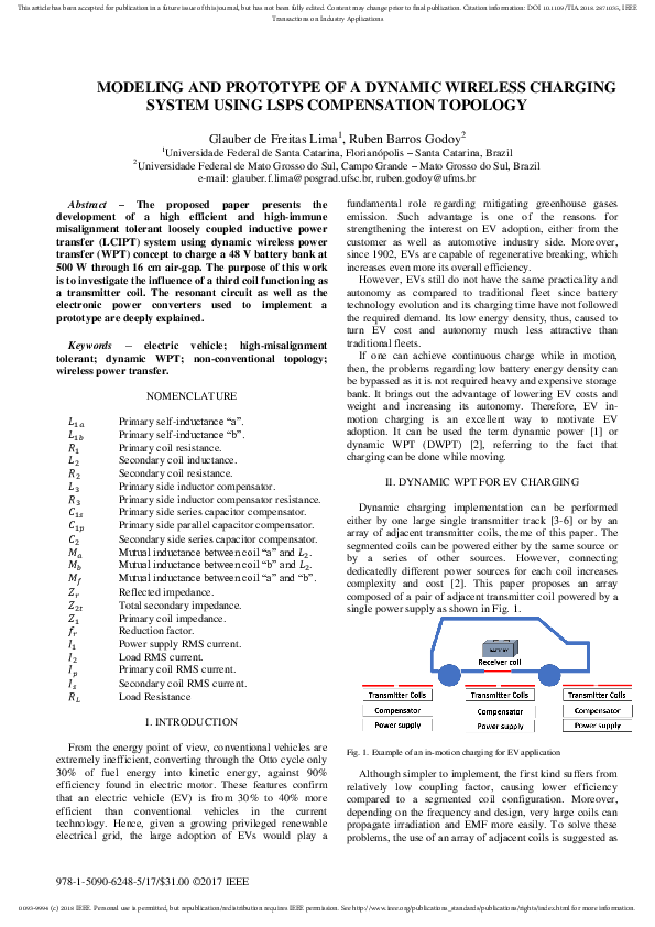 (PDF) Modeling and Prototype of a Dynamic Wireless Charging System ...
