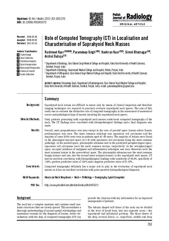 (PDF) Role of Computed Tomography (CT) in Localisation and ...