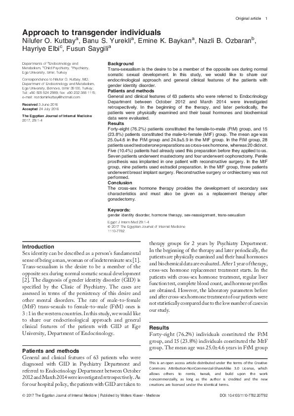 (PDF) Approach to transgender individuals