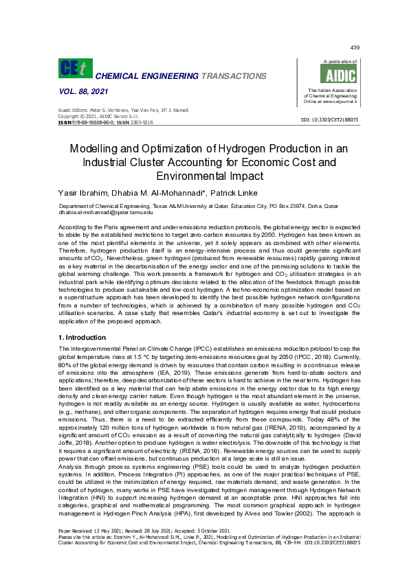 (PDF) Modelling and Optimization of Hydrogen Production in an ...