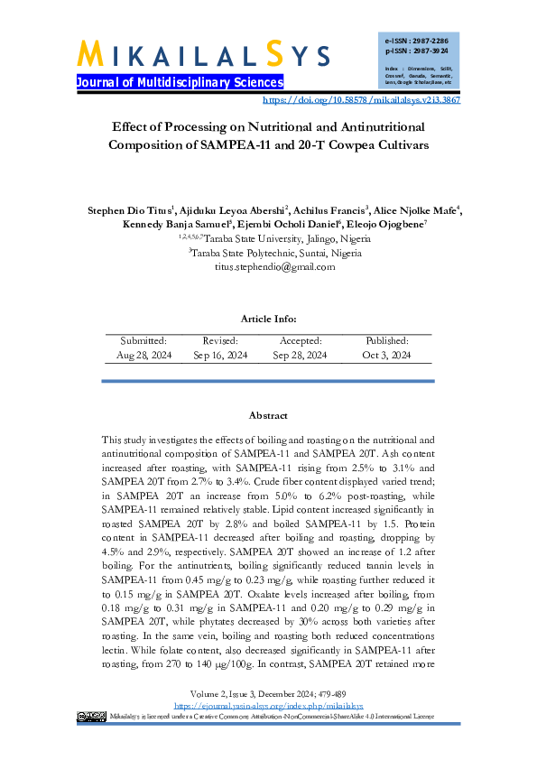 (PDF) Effect of Processing on Nutritional and Antinutritional ...