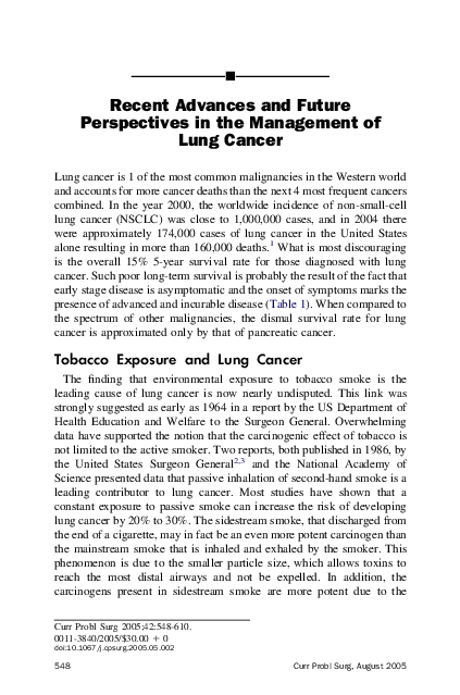 (PDF) Recent advances and future perspectives in the management of lung ...