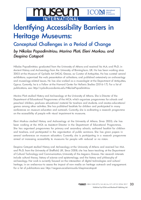 (PDF) Identifying Accessibility Barriers in Heritage Museums ...