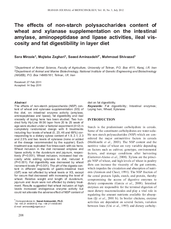 (PDF) The Effects of Non-Starch Polysaccharides Content of Wheat and ...