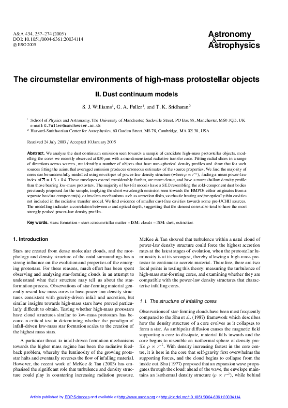 (PDF) The circumstellar environments of high-mass protostellar objects ...