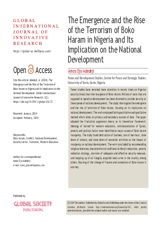 (PDF) The Emergence and the Rise of the Terrorism of Boko Haram in ...