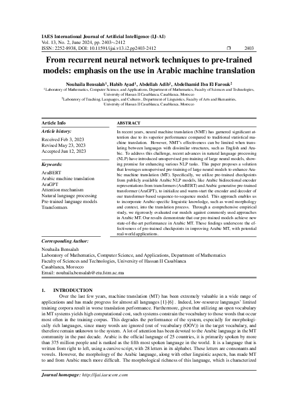 (PDF) From RNN techniques to pre-trained models: emphasis on the use in ...
