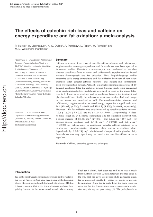 (PDF) The effects of catechin rich teas and caffeine on energy ...