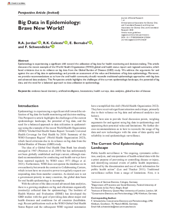 (PDF) Big Data in Epidemiology: Brave New World?
