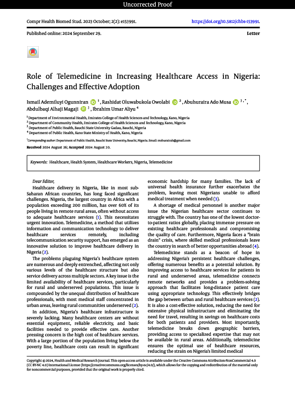 (PDF) Role of Telemedicine in Increasing Healthcare Access in Nigeria ...