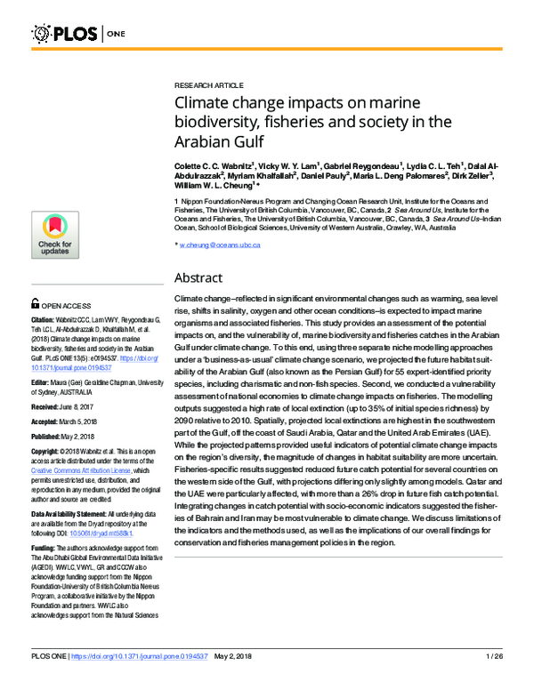(PDF) Climate change impacts on marine biodiversity, fisheries and ...