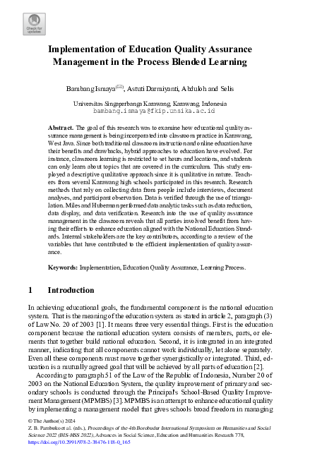 (PDF) Implementation of Education Quality Assurance Management in the ...