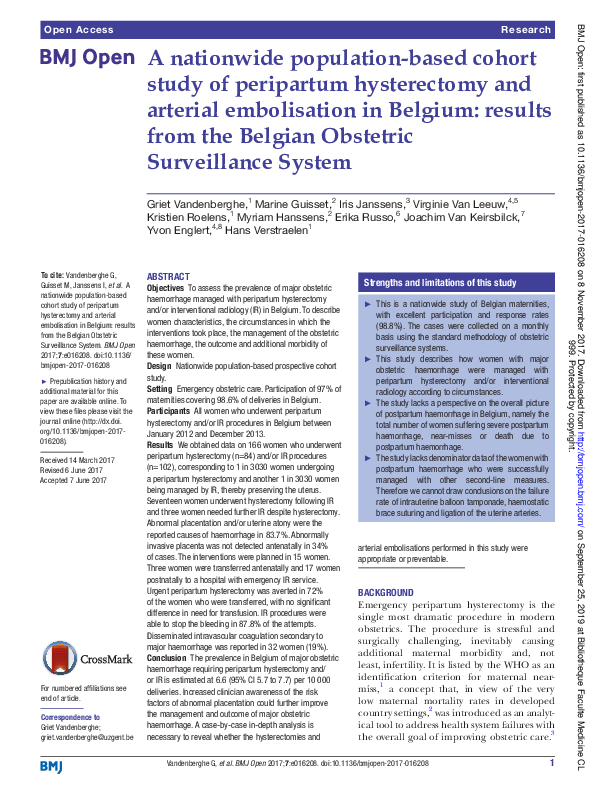 (PDF) A nationwide population-based cohort study of peripartum ...