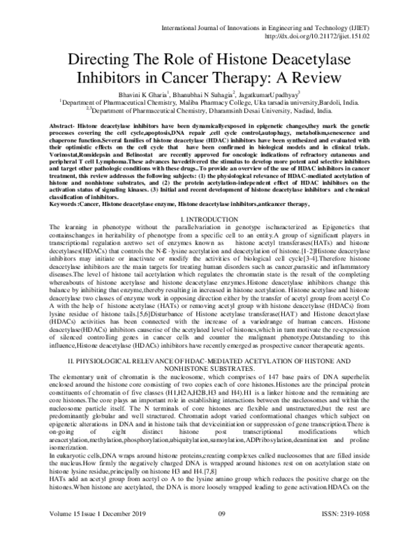 (PDF) Directing The Role of Histone Deacetylase Inhibitors in Cancer ...