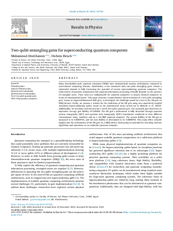 (PDF) Two-qubit entangling gates for superconducting quantum computers