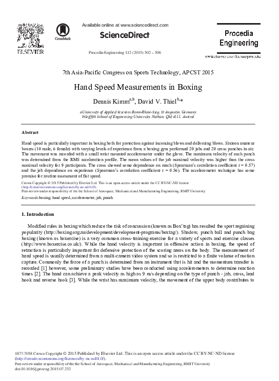 (PDF) Hand Speed Measurements in Boxing