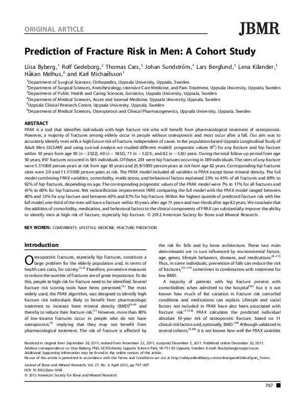 (PDF) Prediction of fracture risk in men: A cohort study