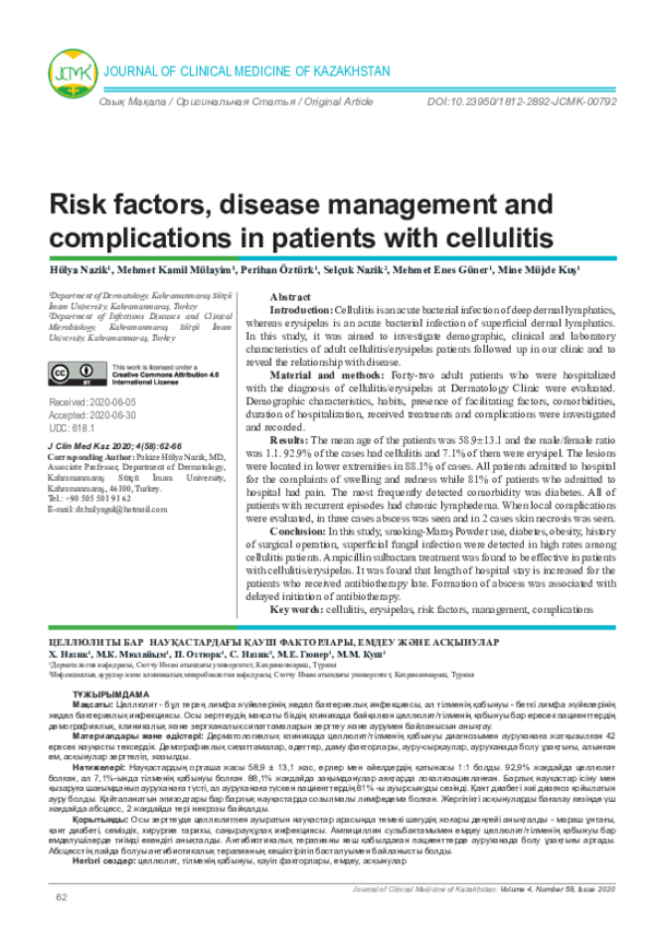 (PDF) Risk factors, disease management and complications in patients ...